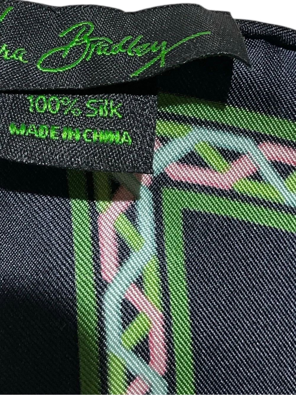 Vera Bradley Botanica 100% Silk Scarf 27” Square Black Floral